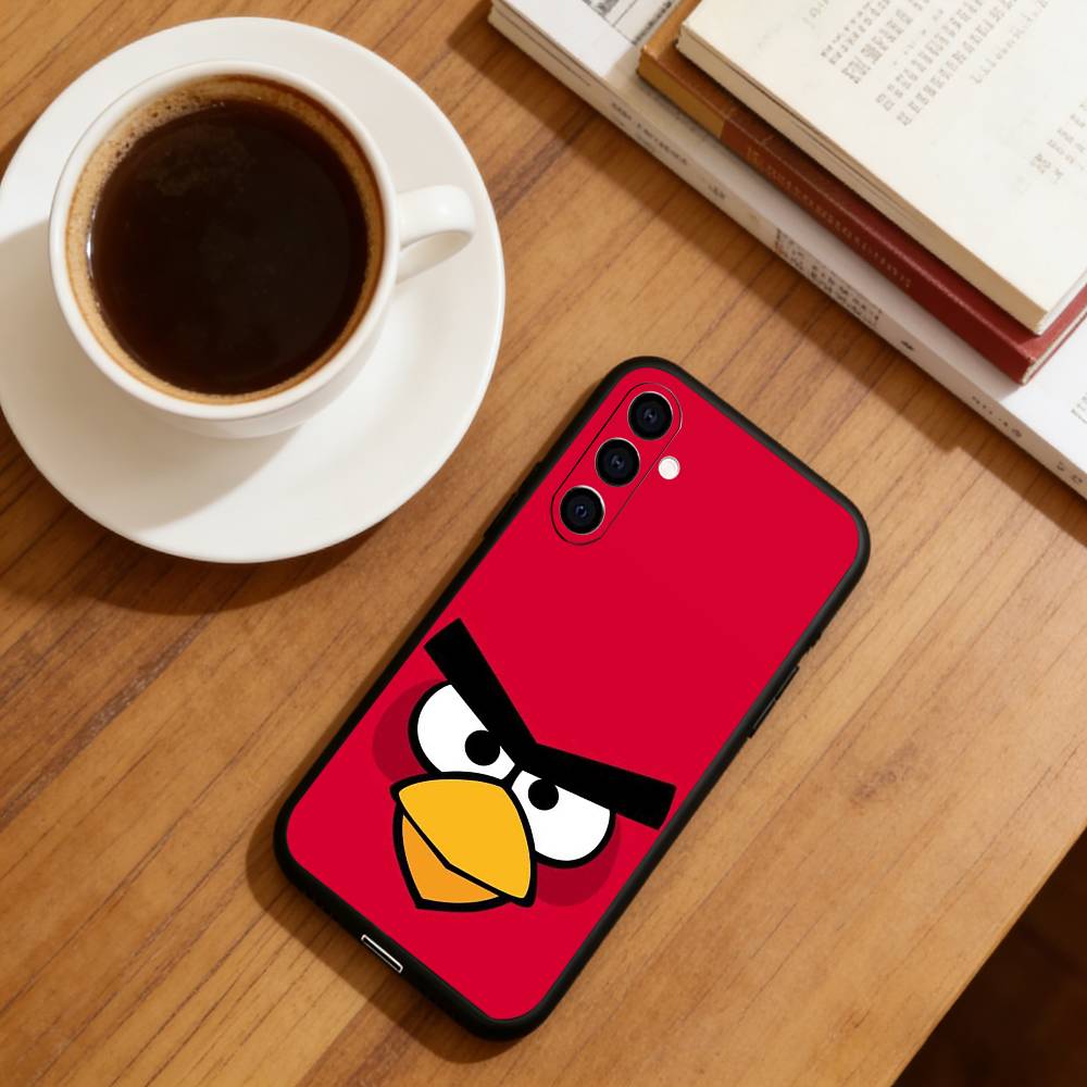Funny Cartoon A-Angry B-Birds Phone Case For Samsung Galaxy A73,A72,A71,A70,A53,A52,A51,Soft Silicone Black Cover