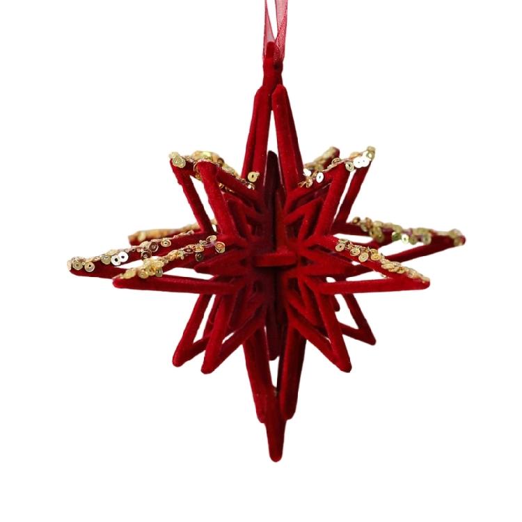 Sequins Velvety Deer/Butterfly/Snowflake/Wreath Hanging Ornament For Mantels Staircase Window Christmas Tree Decoration