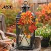 Thanksgiving Door Decor Artificial Maple Leaf Decoration, Autumn Decoration with Leaves Faux Dahlia, Exquisite Floral Rustic Hanging Ornament