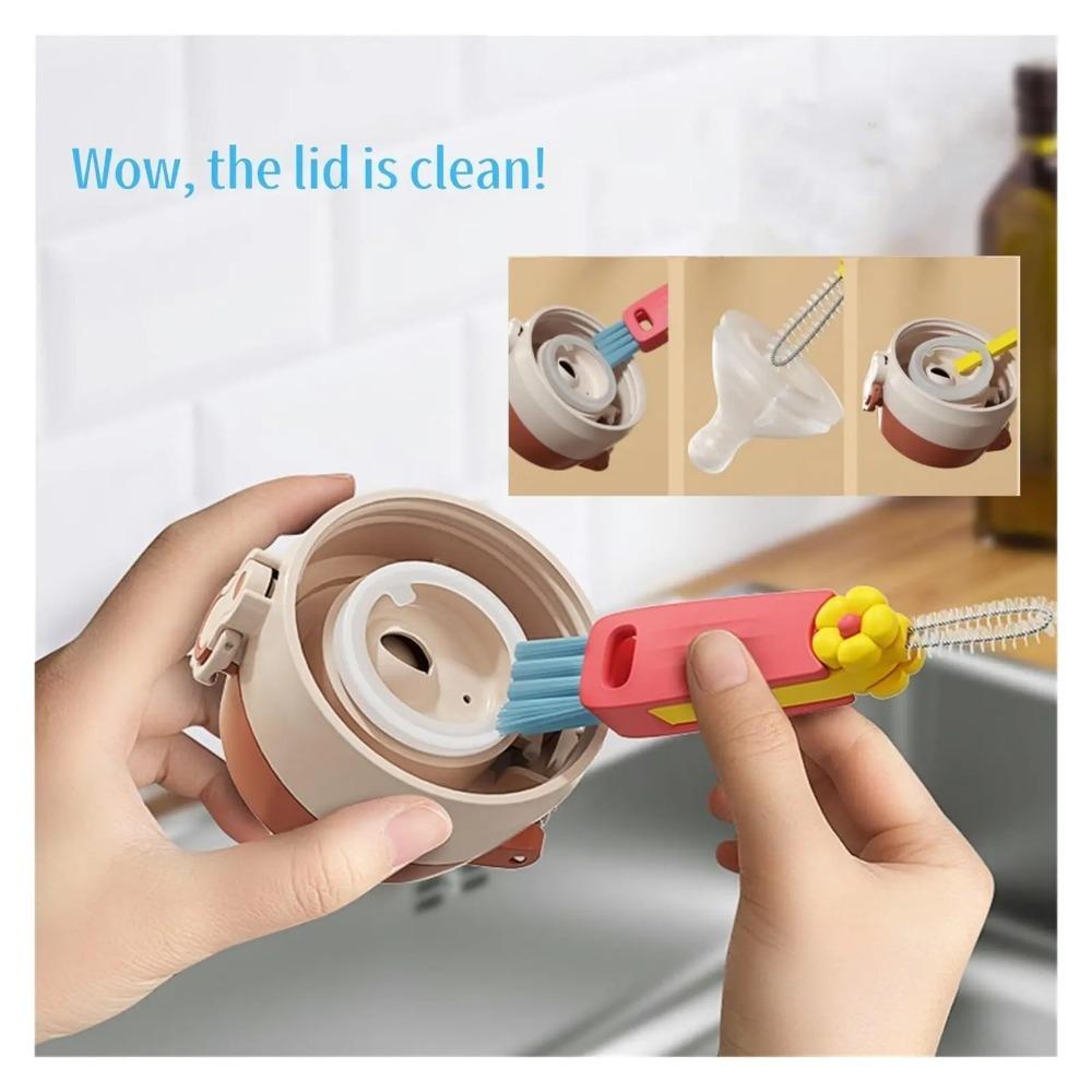 3 in 1 Cup Lid Cleaning Brush, Crevice Cleaning Brush for Bottle Gap Tight Spaces Coffee Thermos Cup Kitchen Tools