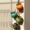 4PCS Flower Pot Ceramic Wall Accent Mini Hanging Pot Creative Ceramic Vase for Stylish Home Decor
