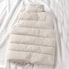 Women Vest Solid Color Sleeveless Windproof Short Stand Collar Loose Extra Thick Winter Waistcoat for Daily Wear