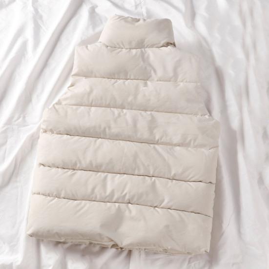 Women Vest Solid Color Sleeveless Windproof Short Stand Collar Loose Extra Thick Winter Waistcoat for Daily Wear