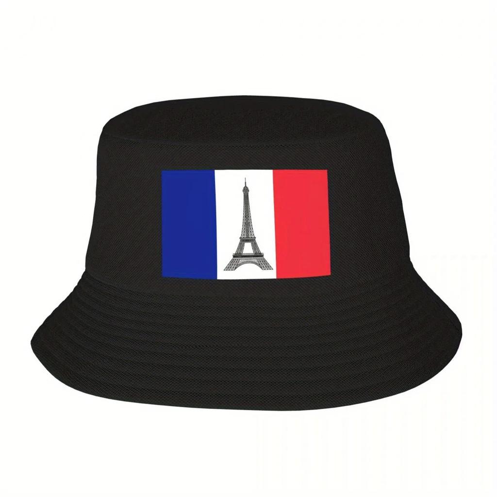 Custom Flag Of France Bucket Hat Unisex WomenFrench La Tour Eiffel Outdoor Sun Summer Fishing Cap
