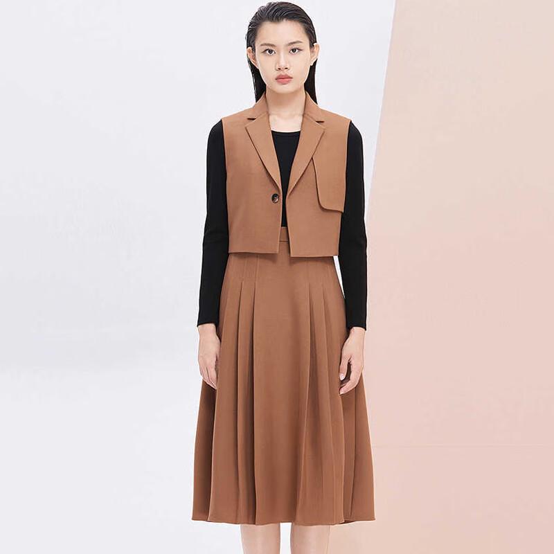 

JESSIE Women s Lapel Vest & Pleated Dress Two-Piece Set M