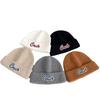 Letter-print knitted hat for women, winter Korean version, thickened, warm, ear-protecting, cold weather hat, versatile for couples, large head