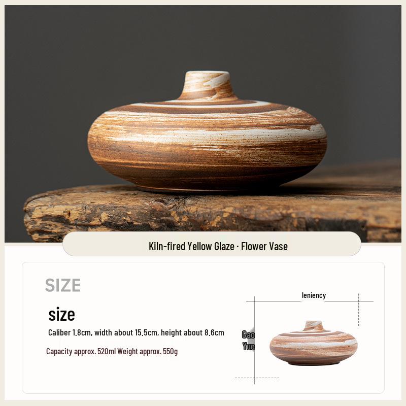 Vase en Céramique Wabi-Sabi Zen pour Fleurs Sèches - Support Décoratif Rétro