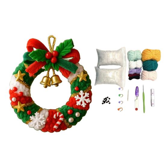 DIY Knitted Santa Claus Bell Ornament Handmade Christmas Tree Decoration Holiday Crochet Accessories for Craft Lovers
