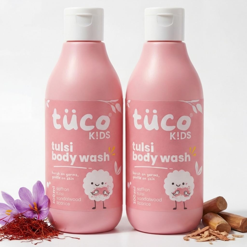 Tuco® Kids Body Wash/Shower Gel | Infused with Sandalwood Oil, Tulsi and Saffron | Gently Cleanse, Soothe, and Nourish | Ages 2-5, 5-10, 10-15 | SL