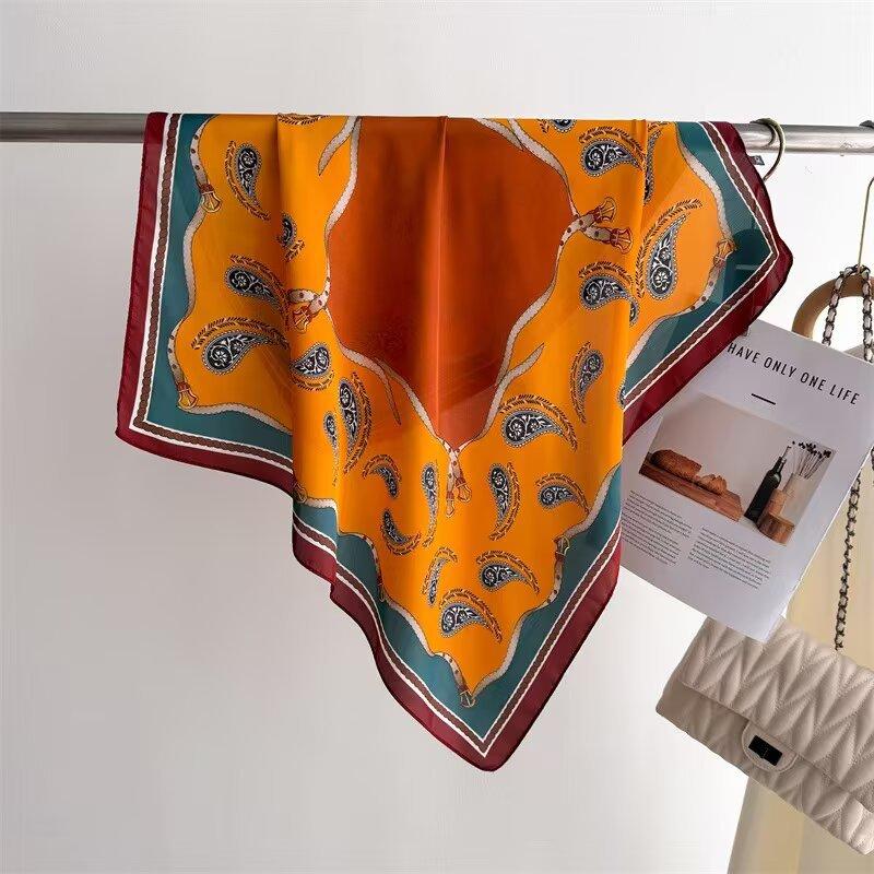 70Cm Cashew Print Scarf Universal Imitation Silk High-End Square Scarf Clothing Accessories Kerchief Shawl Protection Headscar