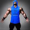 Muscleguys Muscleguys Brand Cotton Ermeløs skjorte med hettegenser Sportsklær gym Klær Fitness Menn Bodybuilding stringer tank topper singlets