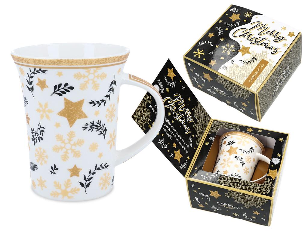 Kubek Świąteczny Ceramiczny Gwiazdki Płatki Śniegu Prezent Na Mikołaja