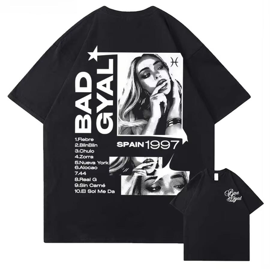 

New 2026 Singer Bad Gyal Album Tour Graphic Cotton Printed Tshirt for Unisex Women Streetwear Tops Breathable Casual S