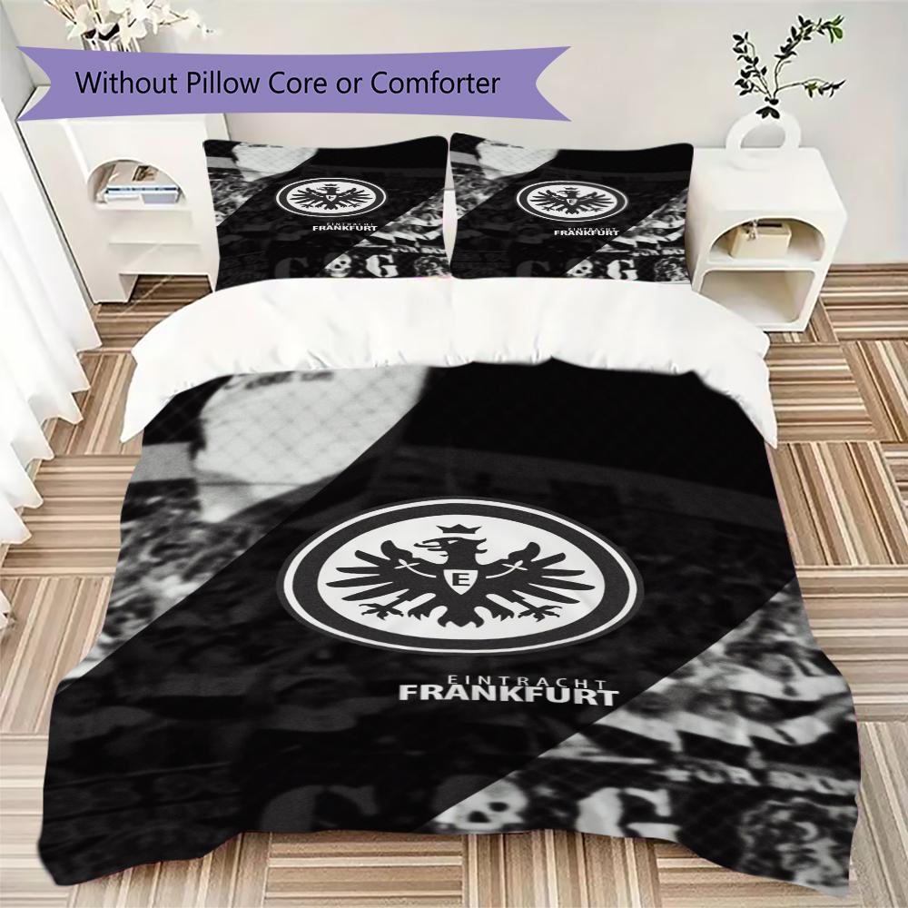 Eintracht Frankfurt Pattern Bedding,Quilt Set Quilt Cover Pillowcase Home Birthday Gift(1 * Duvet Cover + 2 * Pillowcase, Without Core)_lx