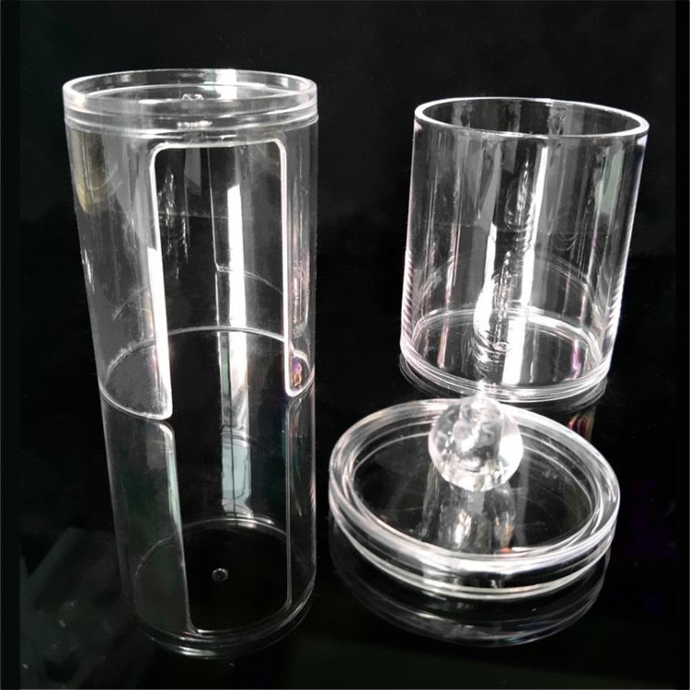 1Pc Acrylic Comestic Plastic Round Box Cotton Pad Swabs Makeup Storage Case