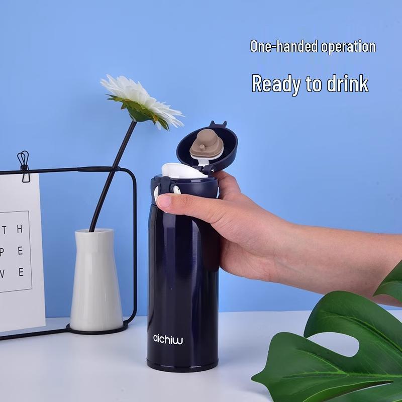 Aiqiwu Portable Stainless Steel Insulated Pop-up Lid Mug