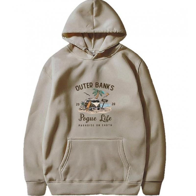 Outer Banks Pogue Life Printed Hooded Sweatshirt Men Loose Fit Fleece Pullover Fall