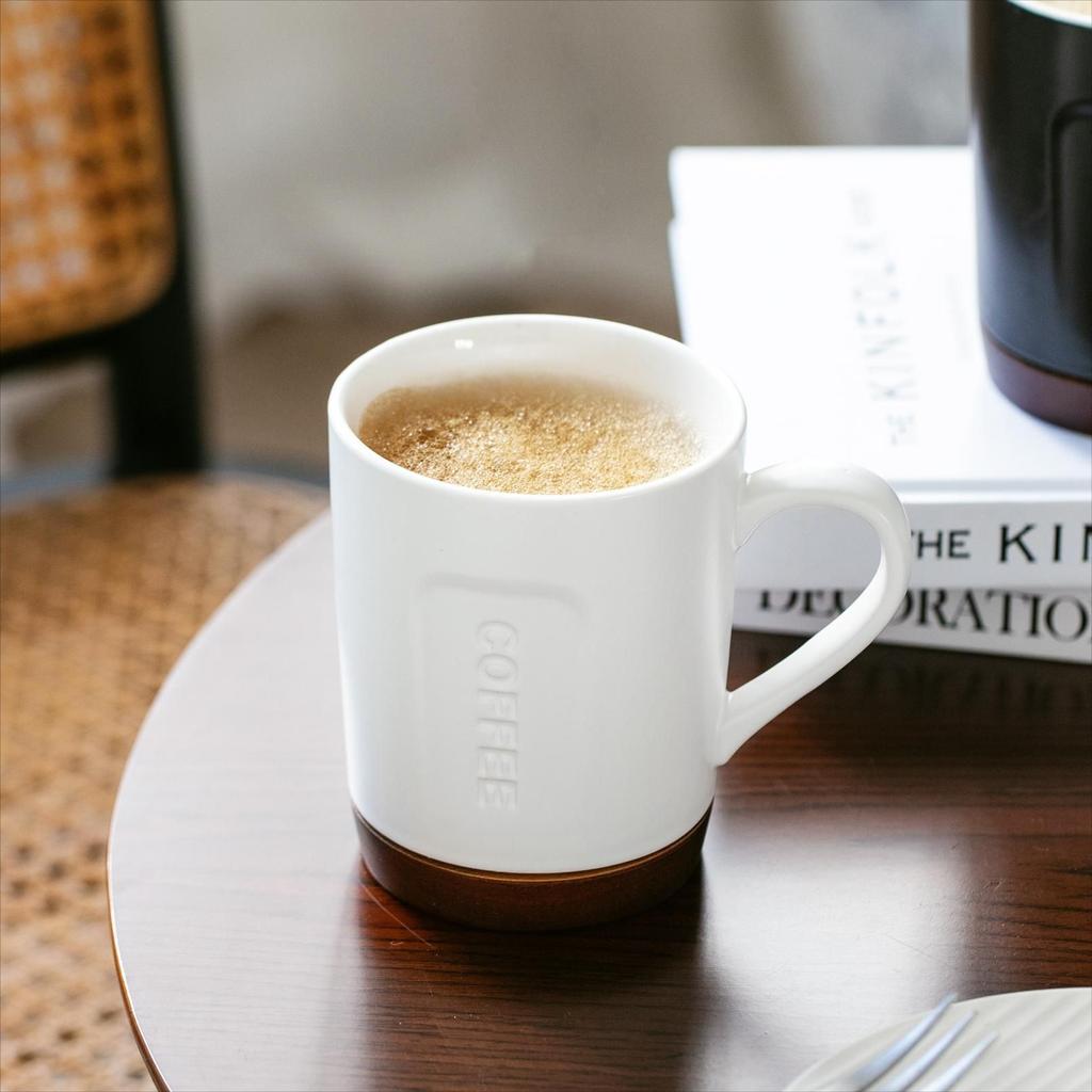 Modern Simple Office Coffee Cup with Wooden Mat Ceramic Relief Cup High Value Mug Home Exquisite Drinking Cup