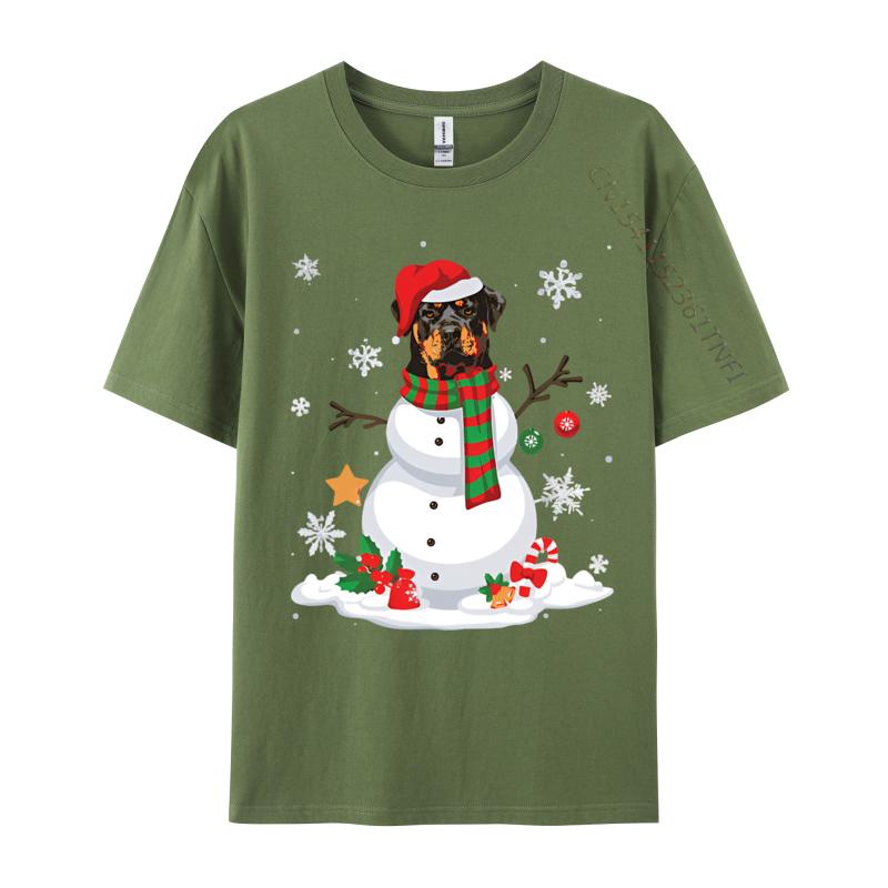 Funny Snowman Rottweiler Dog Santa Tshirt Black Cotton Tops  Tees Gift Cheap Custom T Shirt Brand Clothing