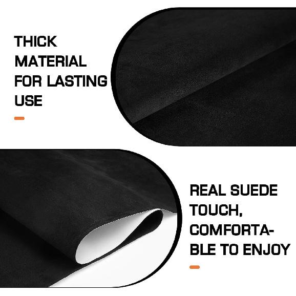 Suede Wrap for Car Interior 16" x 59" - Black Self Adhesive Suede Fabric, Easy Peel Suede Interior Wrap for Car & Home Decor