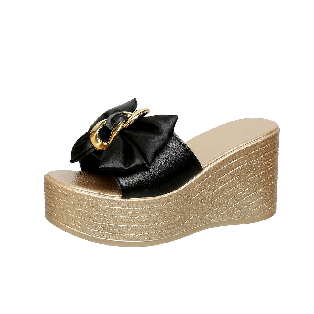 Slippers for Women Summer High Heel Slippers Designer Metal Buckle Slippers for Women Flip Flops 2025New Casual Platform Sandals