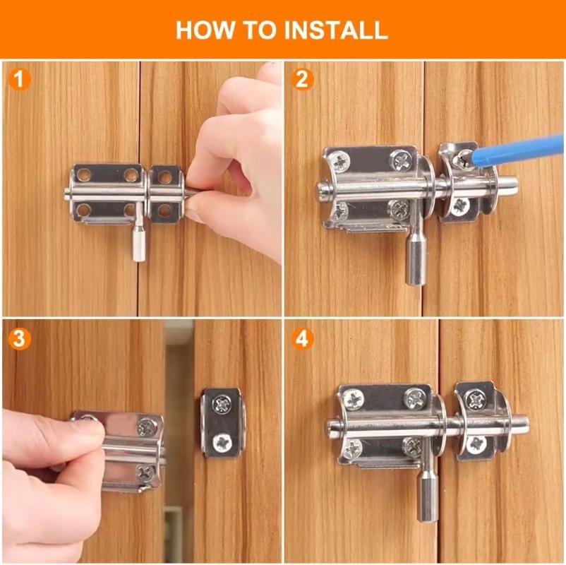10/1Pcs Door Latches Stainless Steel Heavy Duty Door Bolts Gate Safety Toilet Door Lock Anti-theft Latch Hasp Home Hardware Tool