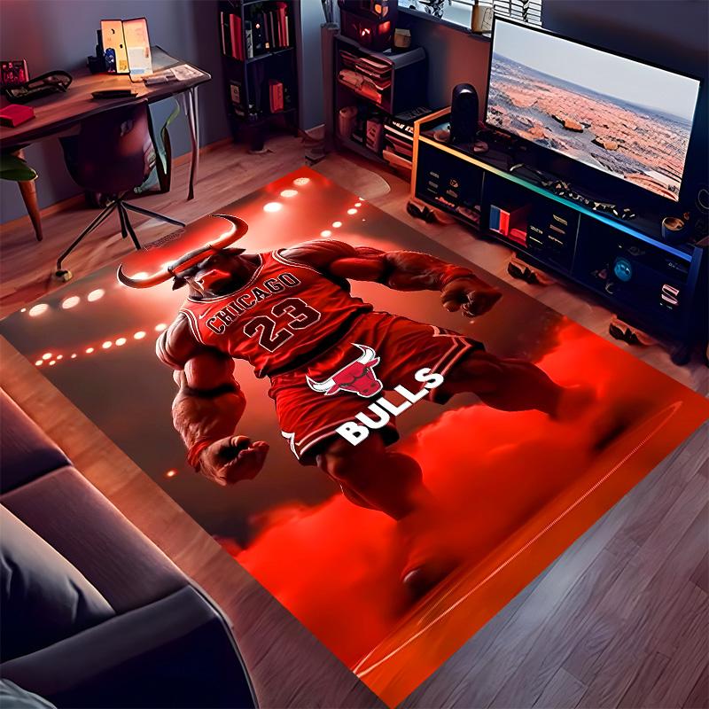 Chicago Bulls logo Print Area Rug-Soft,Washable Non-Slip Indoor Mat Office Chairs,Living Room,Home Office Decorative Rug