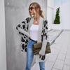 New Spring Women's Oversized Knit Cardigan Coat Leopard Print Sweater