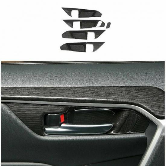 Black Brushed 5PCS Inner Door Handel Bowl Cover Trim for Toyota RAV4 2019-2024