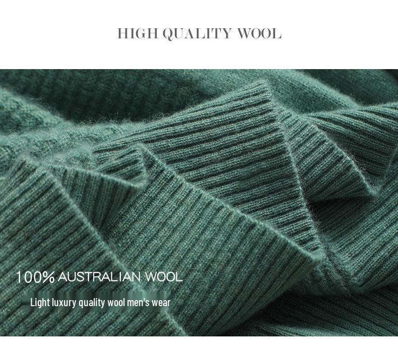 Men's 2022 Pure Wool Knitted Crew Neck Sweater - Long Sleeve, Loose Fit, Mature Casual Jumper