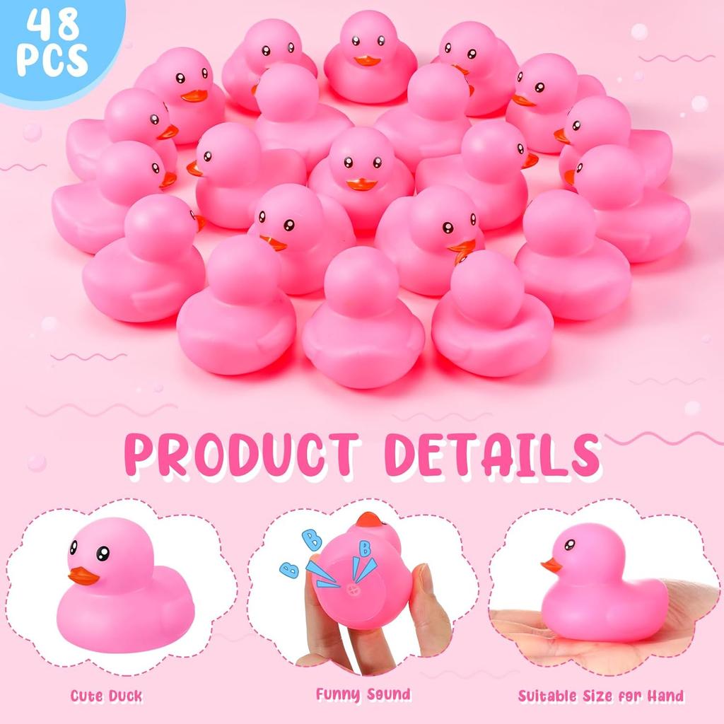 Hungdao 48 Pcs 2 Inch Mini Rubber Ducks for Kids Children Party Favors Bulk Bath Ducks Summer Pool Floating Toys Rubber Duckies Birthday Gifts for