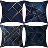 Home Decor Geometric Pattern Dark Blue Throw Pillow Covers Pattern Cushion Cover Suitable For Sofa Bedroom Car Pillow Cover