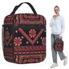Drie Bloemen Palestijnse Borduurwerk Geïsoleerde Lunchtas voor Kinderen School Koeltas Thermische Voedseldoos Tote Lunchboxen Container