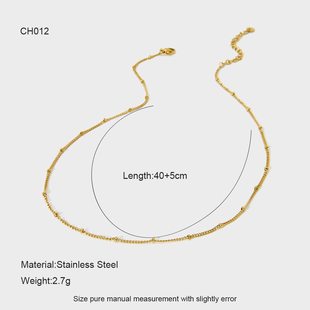 Simple Electroplated 18K Gold Stainless Steel Basic Necklace Color Retention Waterproof DIY Versatile Chain Accessories