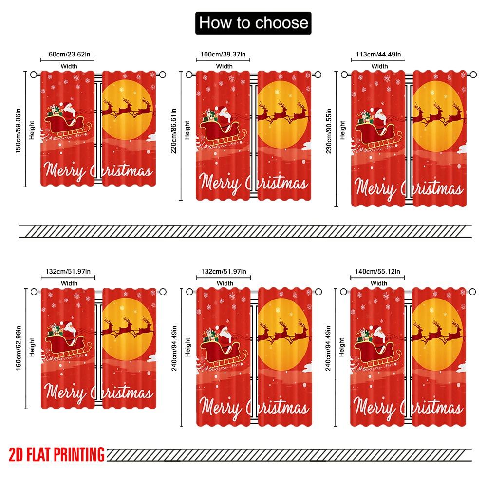 2 st, 2D-plantryckta Rullgardiner Gardiner Livfull Jultomte med Renar Polyestertyg (utan spö) Dekorationer Utomhus