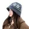 Fair Island Jacquard Knitted Bucket Hat Women's Winter Retro Ethnic Style Versatile Basin Hat Thermal Ear Protector Wool Hat
