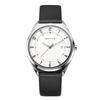 Imported In BERING Unisex Ultra Slim White Dial with Black Leather Sapphire 316L Surgical Stainless Model [Officially Japan] Men's Watch, Strap,