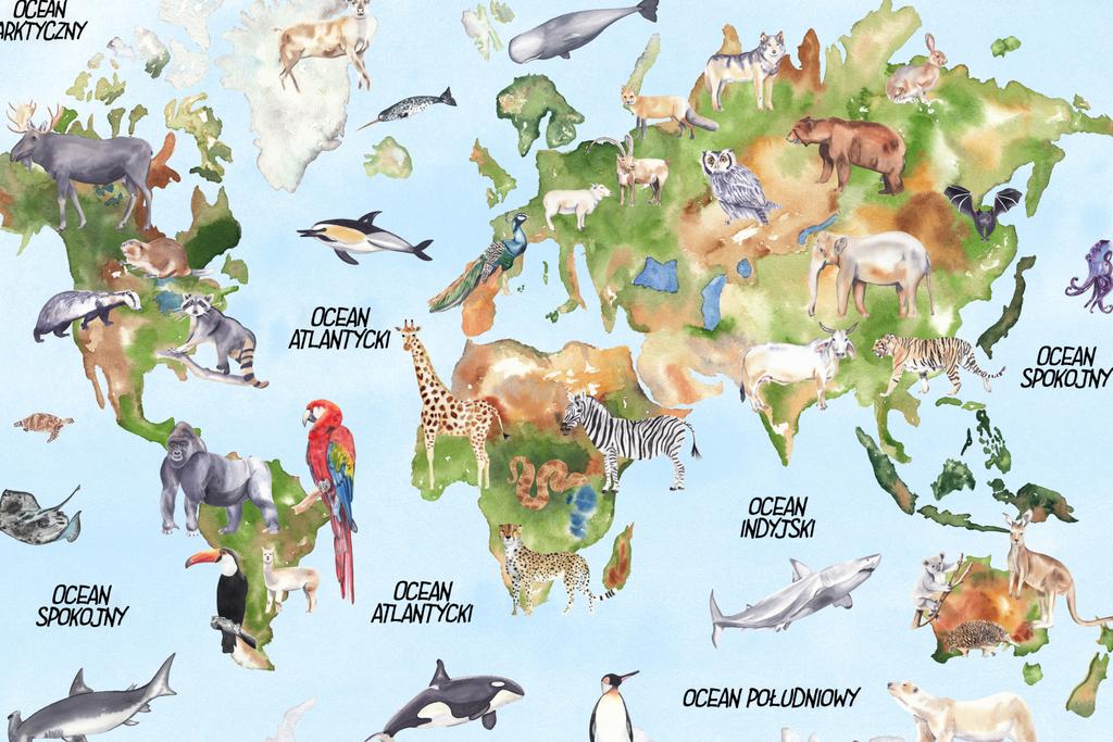 Photomural Watercolour World Map Non-Woven 368x280