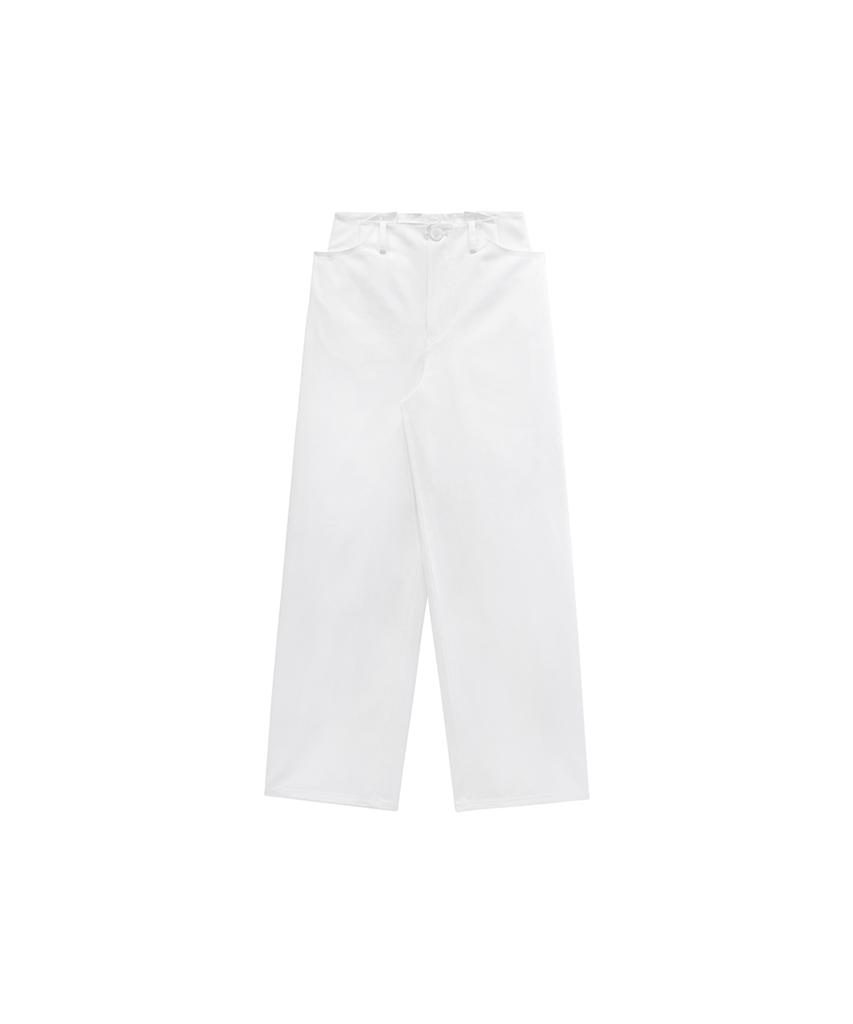 Meuameu Pin Tuck Wide Denim Pants