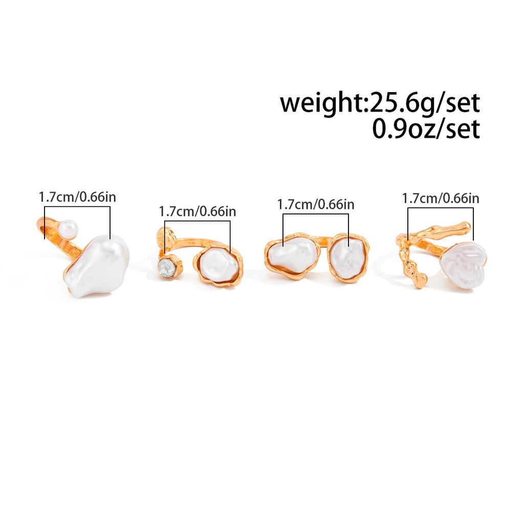 Ingemark 4 Styles Elegant Irregular Baroque Imitation Pearl Open Rings for Women New Trend Kpop Finger Rings Wedding Jewelry