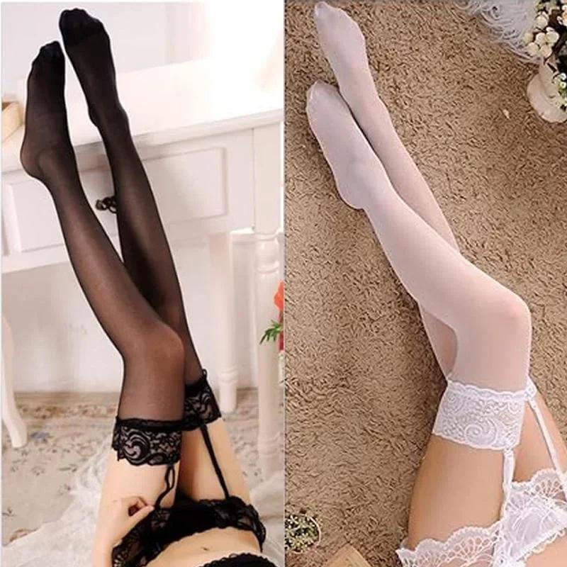 Women Lace Garter Belt And Stockings Set Jacquard Suspenders Panty Satin Bow Mini Skirt Hosiery Mesh Lingerie Pantyhose