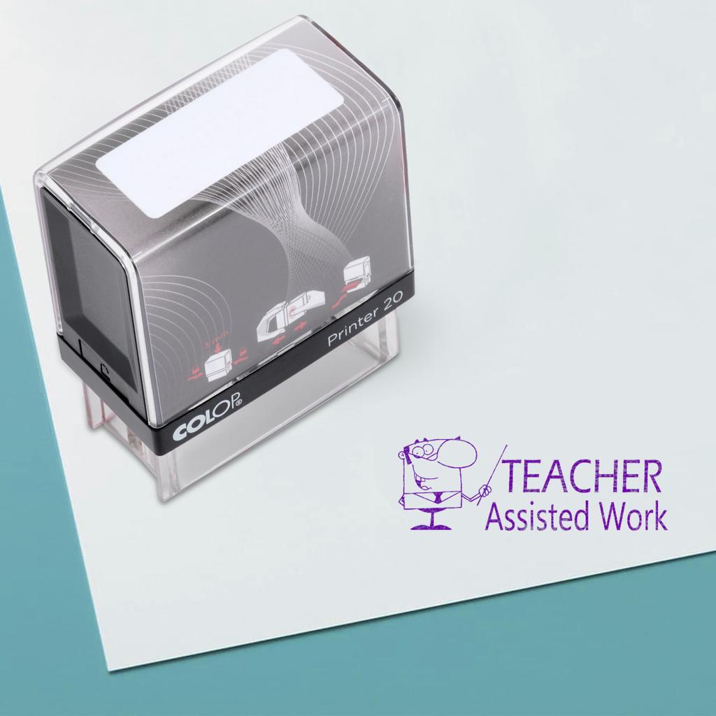 Teacher Assisted Work Self Inking Rubber Stamp Custom Colop Office Stationary P20 Mini Stamper