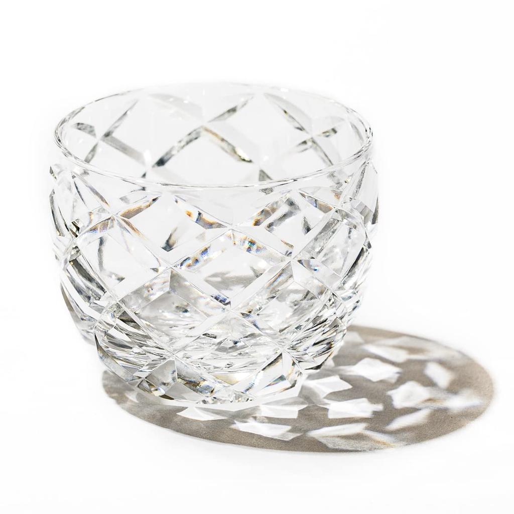 Kobo Crystal Edo Kiriko Yarimon Sake Cup in a Paulownia Wood Made in Japan [Taburo Official] (Clear) TB5100-10, Box,