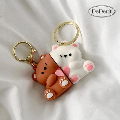 Teddy Bear Ball Magnet Doll Keychain Couple Bag Keyring