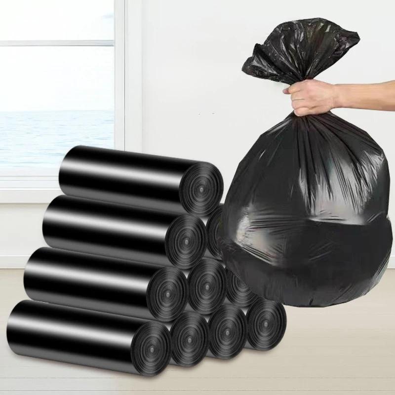 Disposable Flat-mouth Garbage Bag In Roll New Material Thickened And Strong Household Kitchen Bedroom Black Garbage Bag 45x55cm