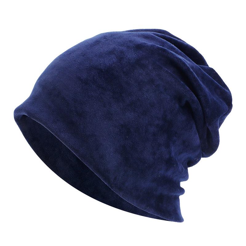 Fashion Unisex Velvet Baggy Skullies Turban Hat Autumn Winter Warm Slouchy Beanies For Men Women Solid Soft Cap Casual Hat