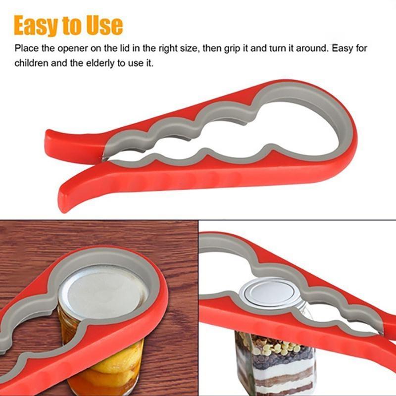 1pcs 4 In 1 Multifunctional Bottle Opener, Household Can Opener, Labor-saving Cap Opener, Cap Screwer, Kitchen Cap Remover