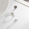 Grey  Geometric Ring Women Minimalist Design Silver Color Square Finger Rings Asymmetrical Zircon Daily Wear Jewelry