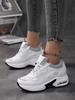 Women Fashion Shoes Lightweight Air Cushion Thick-Soled Shoe White Non Slip Walking Sneakers Black Breathable Running Shoes