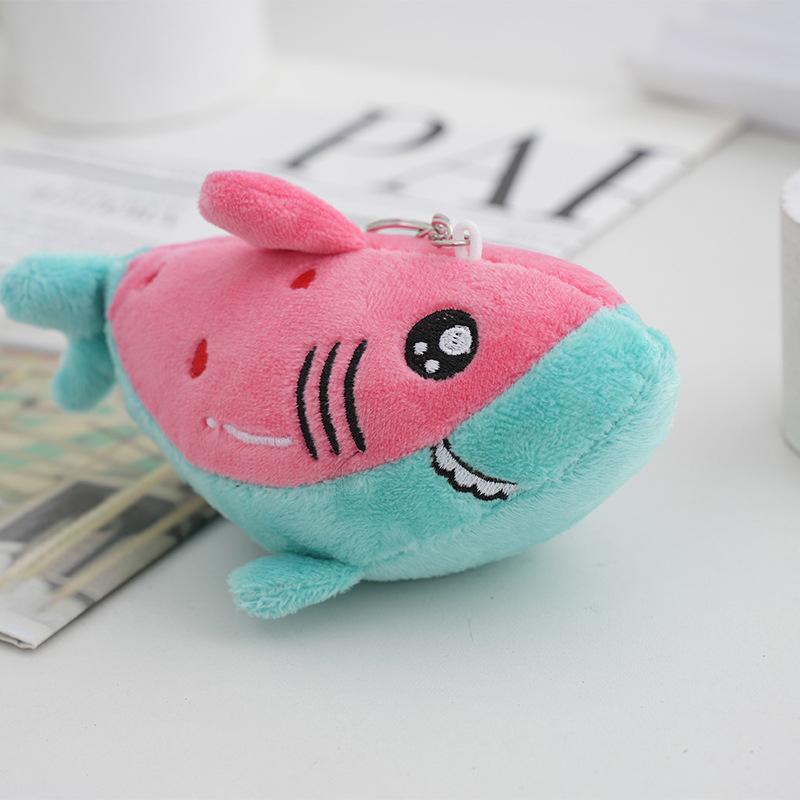 Cartoon Cute Shark Watermelon Plush Keychain Soft Stuffed Doll Pendant Keyring Bag Decoration For Children Kid Christmas Gift